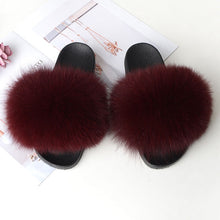 Load image into Gallery viewer, Real Fox Fur Slides Shoes