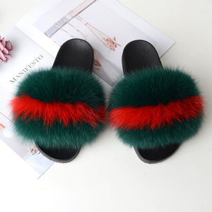 Real Fox Fur Slides Shoes